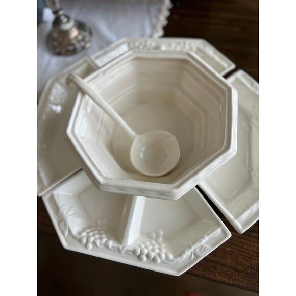 California Pottery Soup Tureen & Lazy Susan Set – 8-Piece‎ White Ceramic MCM - Picture 8 of 10